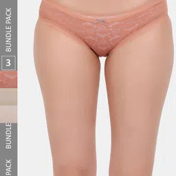 Amour Secret Pack Of 3 Self Design Laced Leaf Proof Hipster Briefs-image-98