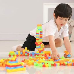 arizon Colour Building Bricks and Blocks for Kids in a Cute Bag - Set of 100 pcs-picture-1