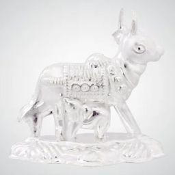 silver cow and calf idol for puja, kamdhenu cow for home and gifting purpose_I9 Decorative Showpiece - 4 cm-image-77
