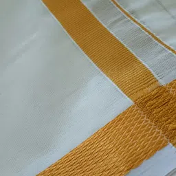 Atex 100% Cotton Men's Gold Zari Border Dhoti 9X5 Woven Men Dhoti-image-7