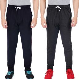 Pack of 2 Men Solid Dark Blue, Grey Track Pants-image-11
