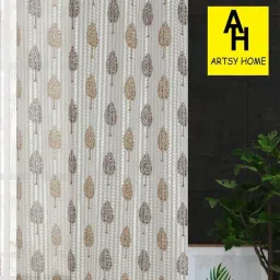 154 cm (5 ft) Tissue, Net Semi Transparent Window Curtain Single Curtain-image-24