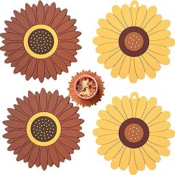 Silicone Mat for Hot & Cold Pot - Cute Sunflower Shaped Table mat Waterproof, Protect Your Furniture from Damage,Random Trivet-11