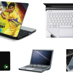 Mitram 5in1 Laptop Accessories Combo 15.6 Inch Dhoni laptop Skins Stickers, Screen Guard, Key Guard, Mouse Pad and Palmrest Skin for HP-DELL-Lenovo-Asus-Acer Laptops || Notebooks Combo Set-32