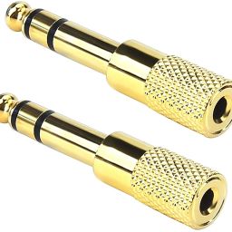 Kenware GOLDEN 6.3 mm Stereo Male Pin to 3.5 mm Audio Female pack of-2pes Connector Phone Converter-image-67