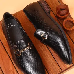 Men's Textured Slip-On Loafers with Metallic Buckle For Men-image-24