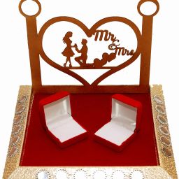 Heart-Tray-Golden-Ready Wood Decorative Platter-image-61