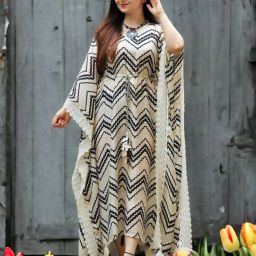 Chevron Rayon Women Kaftan-image-17