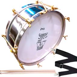 12-Inch Professional Side Drum - Nickel Finish Percussion Instrument Acoustic 1 Drum Kit Set-16