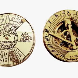 Set Of 2 Brass Sundial Compass With Brass Calendar Paper Weight Collectible Gift Compass-5