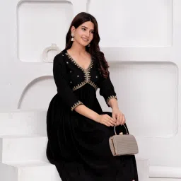 Women Embellished Viscose Rayon Anarkali Kurta-image-11