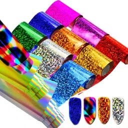 Nail Art Foil 12Pcs (20CM*4CM) Holographic Foils for Nails Sticker Colored Metallic Nail art decoration Transfer Foils-image-35
