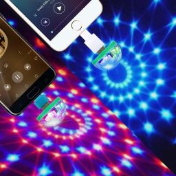 Mini Disco Ball for Mobile Phones, LED Small Magic Sound Control DJ Stage Light Colorful Strobe RGB Lamp, Multicolor Single Disco Ball-12