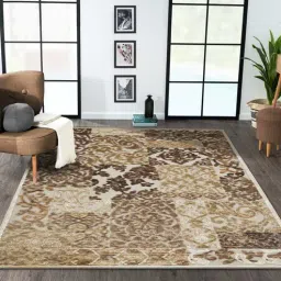 obsessions Brown and Beige Persian 3x5 Feet Machine Made Carpet-picture-37