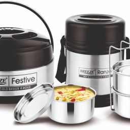 Stainless steel gift set(lunch box 750ml and casserole 1100ml) 3 Containers Lunch Box-image-18