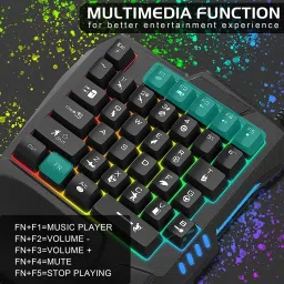 microware G7 single-handed keyboard Wired USB Handheld Gaming Keyboard Compatible with Desktop, Laptop, Mac RGB,multimedia_keys,USB Keyboard One-Handed Wired 35 Keys Luminous Gaming Keyboards for Tablet Colorful Ergonomics Gamer Keypad Hand Rest image 3