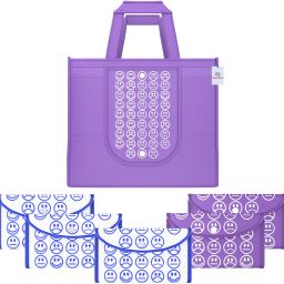 Pack of 6 Smile Foldable Shopping Bags For Women | Purple & White Blue Pack of 6 Grocery Bags-18