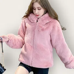 hoc Fur Solid Coat For Women-picture-28