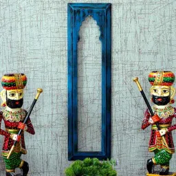 craft tree Wooden Carved Jharokha In Light Blue Colour-picture-0