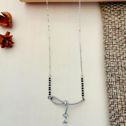 ABDESIGNS  Silver-Plated AD-Studded & Beaded Mangalsutra-image-54