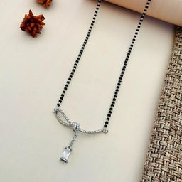 ABDESIGNS Silver-Plated AD-Studded & Beaded Mangalsutra-image-90