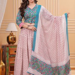 PARTHVI Printed Block Print Ready to Wear Lehenga & Blouse With Dupatta-2