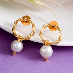 Silvermerc Designs Gold Plated Contemporary Drop Earrings-image-26
