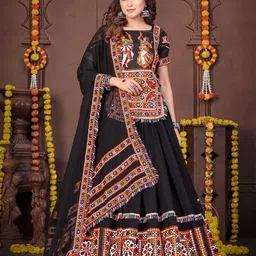 KALINI Embroidered Mirror Work Lehenga Choli With Dupatta-23