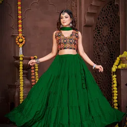 KALINI Embroidered Thread Work Semi-Stitched Lehenga & Unstitched Blouse With Dupatta-picture-15
