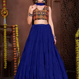 KALINI Embroidered Mirror Work Lehenga Choli With Dupatta-image-20
