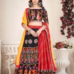 KALINI Embroidered Semi-Stitched Lehenga & Unstitched Blouse With Dupatta-17