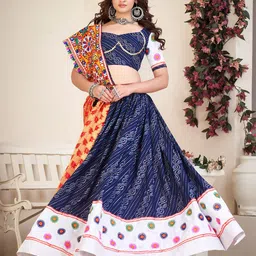 KALINI Embroidered Thread Work Semi-Stitched Lehenga & Unstitched Blouse With Dupatta-picture-29