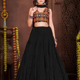 KALINI Embroidered Semi-Stitched Lehenga & Unstitched Blouse With Dupatta-44
