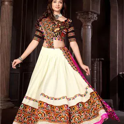 KALINI Embroidered Mirror Work Lehenga Choli With Dupatta-image-19