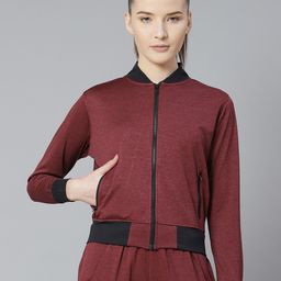 skyria Women Maroon Solid Lightweight Bomber-image-49