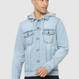 Celio Men Blue Washed Denim Jacket with Patchwork-picture-51