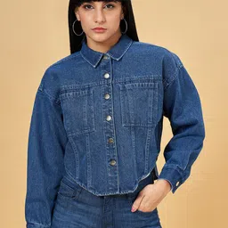 SF JEANS by Pantaloons Spread Collar Pure Cotton Denim Jacket-picture-34
