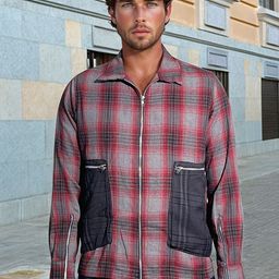 HERE&NOW Men Checked without Biker Jacket with Patchwork-image-5