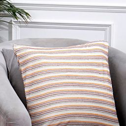 Aditi Wasan White & Yellow Embroidered Square Cotton Cushion Cover-image-8