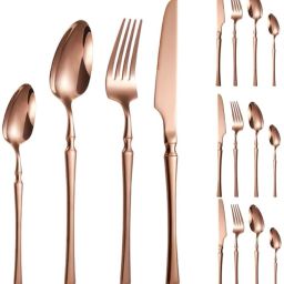 Designer Rose Gold Stainless Steel Spoon Set for Stylish Dining Set of 4 (16Pcs) Stainless Steel Cutlery Set-image-43