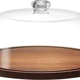 Cake Stand with Dome,Cake Cutting Holder for Birthdays & Party,wooden Cake Stand Wooden, Acrylic Cake Server-4