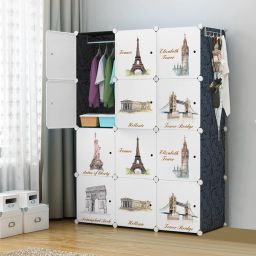 12-Door 12-Shelf Plastic kids Collapsible Cupboard PC Collapsible Wardrobe-image-73