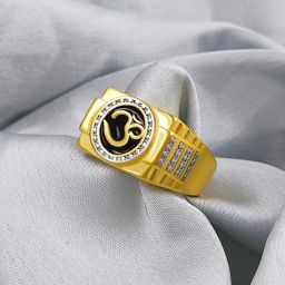 Saizen Elegent Gold Casting OM Black Accent for Men and Boys Stainless Steel Gold Plated Ring-image-92