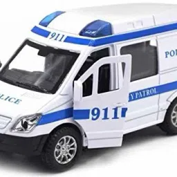 Diecast Police Car Van Pull Back Openable Door Metal Mini Truck Toy for kids Boys-image-5