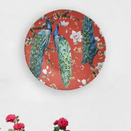 quirk india Red Ceramic Artistic Peacock Decorative Wall Plate-picture-38