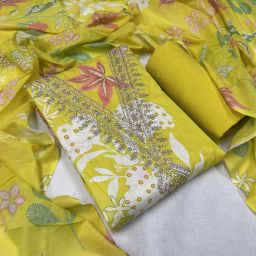 Unstitched Pure Cotton Salwar Suit Material Printed-image-49