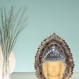 BECKON VENTURE Beige & Silver Toned Textured Buddha Idol Showpiece-image-73