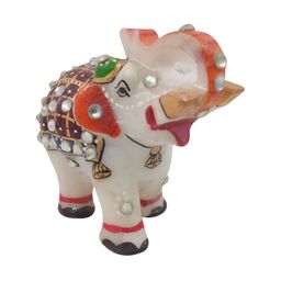 INDIA MEETS INDIA White & Red Embellished Elephant Figurine Showpiece-image-68