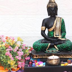 BECKON VENTURE Green & Gold Toned Textured Buddha Idol Showpiece-image-20