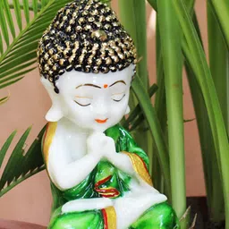 BECKON VENTURE Green & White Buddha Idol Showpiece-picture-13